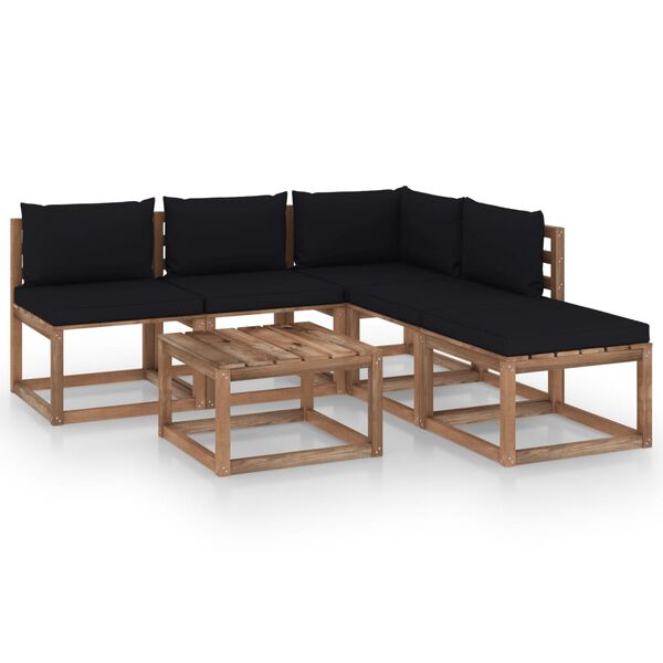 vidaXL 6-tlg. Garten-Lounge-Set aus Paletten mit Kissen Kiefernholz