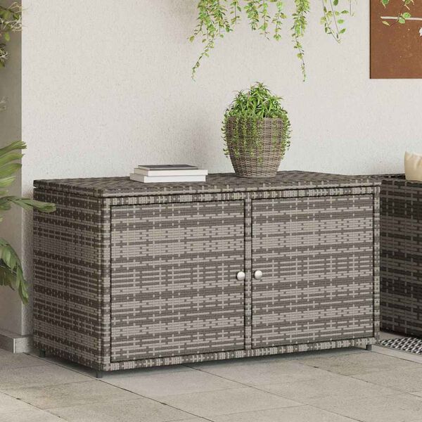 vidaXL Gartenschrank Grau 110x55x60,5 cm Poly Rattan