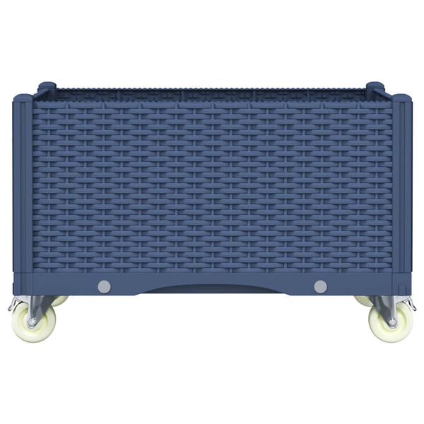 vidaXL Pflanzkasten mit Rollen Blaugrau 80x50x54 cm PP