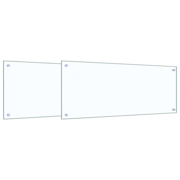 vidaXL K&uuml;chenr&uuml;ckwand 2 pcs Transparent 100 x 40 cm Geh&auml;rtetes Glas