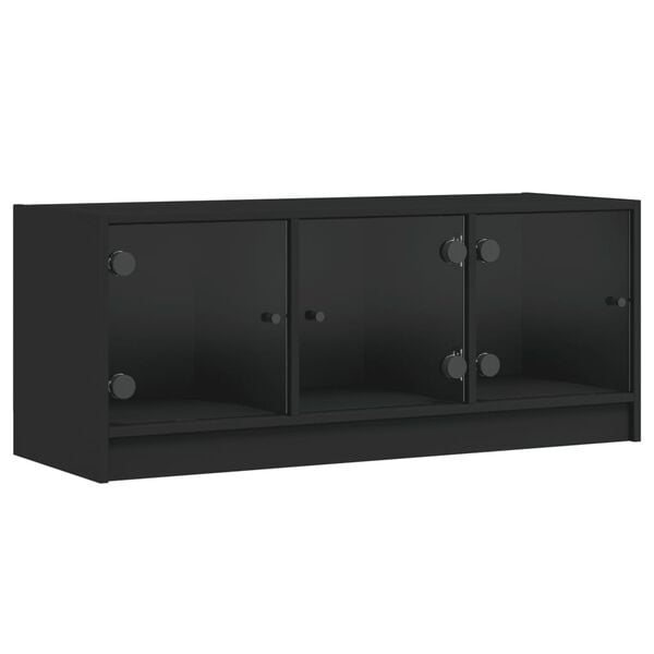 vidaXL TV-Schrank mit Glast&uuml;ren Schwarz 102x37x42 cm