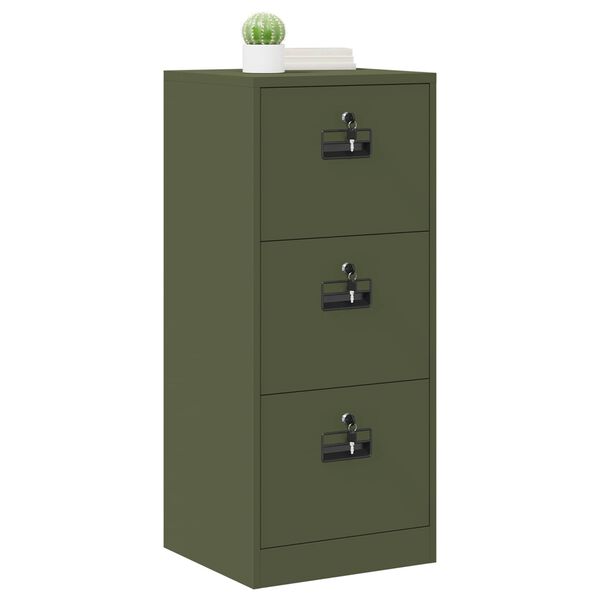 vidaXL Aktenschrank Olive Gr&uuml;n 44 x 50 x 106,5 cm Kaltgewalzter Stahl