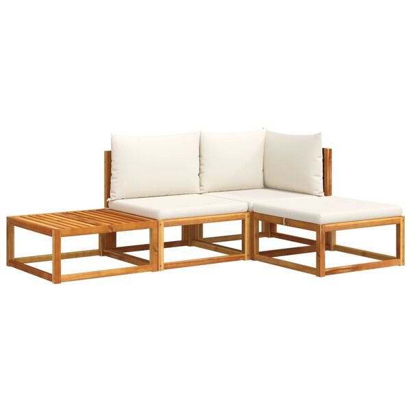 vidaXL 4-tlg. Gartensofa-Set mit Kissen Holz Akazie & Rattan