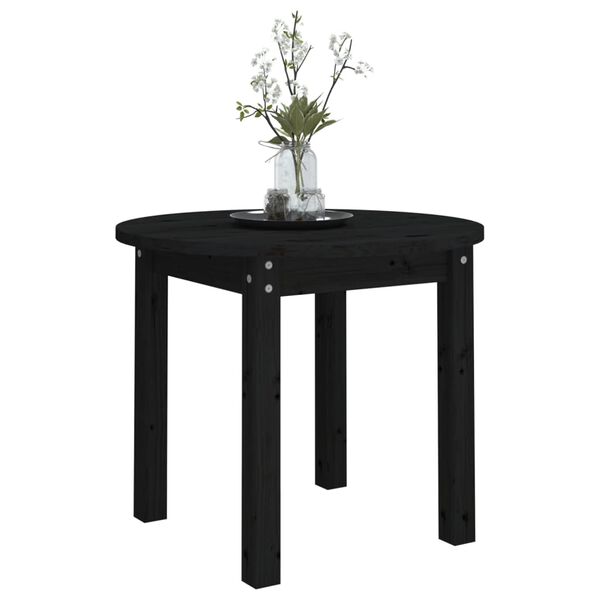 vidaXL Couchtisch Schwarz &Oslash; 55x45 cm Massivholz Kiefer