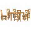vidaXL Essgruppe 7 stk. Beige Massivholz Eiche