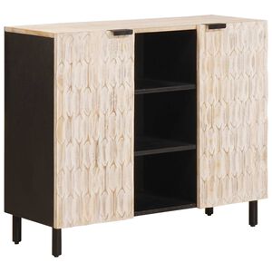 vidaXL Sideboard mit Regal Wei&szlig;e gewaschene Oberfl&auml;che 90 x 33 x 75 cm