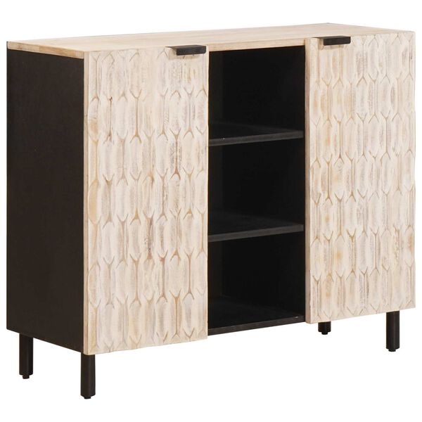 vidaXL Sideboard mit Regal Wei&szlig;e gewaschene Oberfl&auml;che 90 x 33 x 75 cm