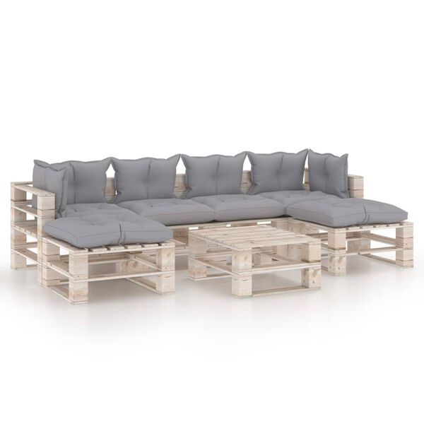 vidaXL 7-tlg. Garten-Lounge-Set aus Paletten mit Kissen Kiefernholz