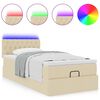 vidaXL Ottoman-Bett mit Matratze & LEDs Creme 80x200 cm Stoff