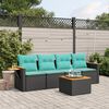 vidaXL 5-tlg. Garten-Sofagarnitur mit Kissen Schwarz Poly Rattan