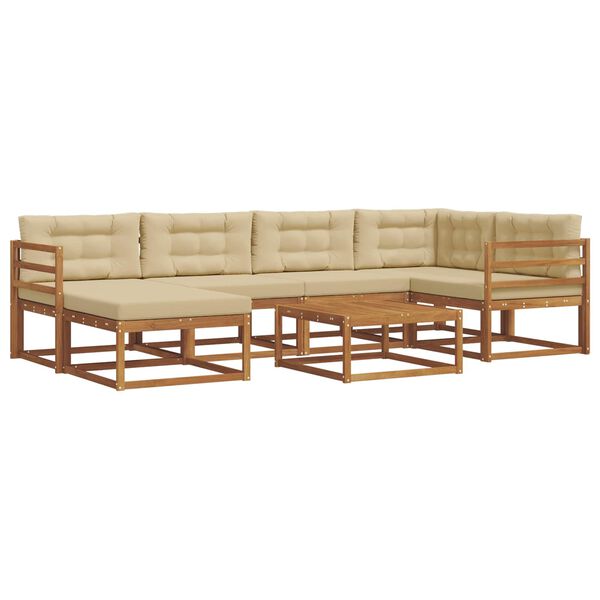 vidaXL Outdoor-Sofagarnitur mit Kissen 7 pcs Natur und Beige
