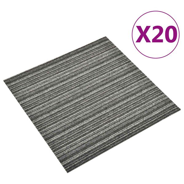 vidaXL Teppich 20 pcs Gestreiftes Anthrazit 50 x 50 cm