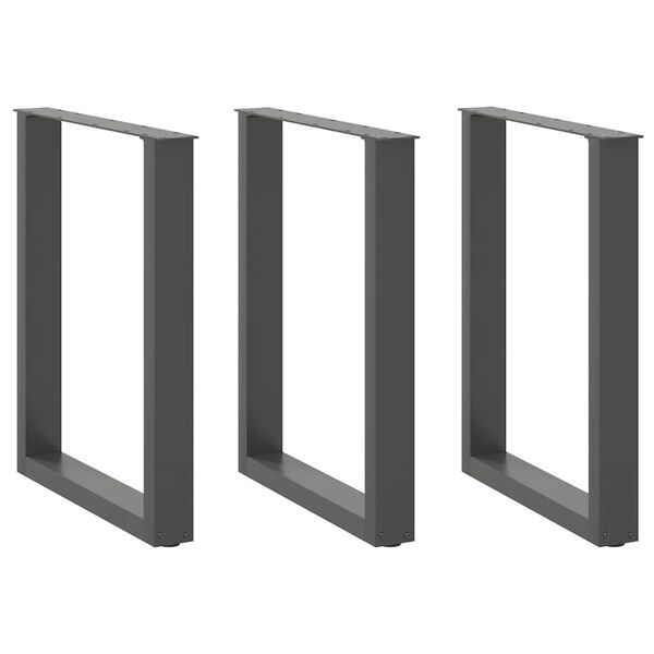vidaXL Esstischbeine U-Form 3 Stk. Anthrazit 70x(72-73) cm Stahl