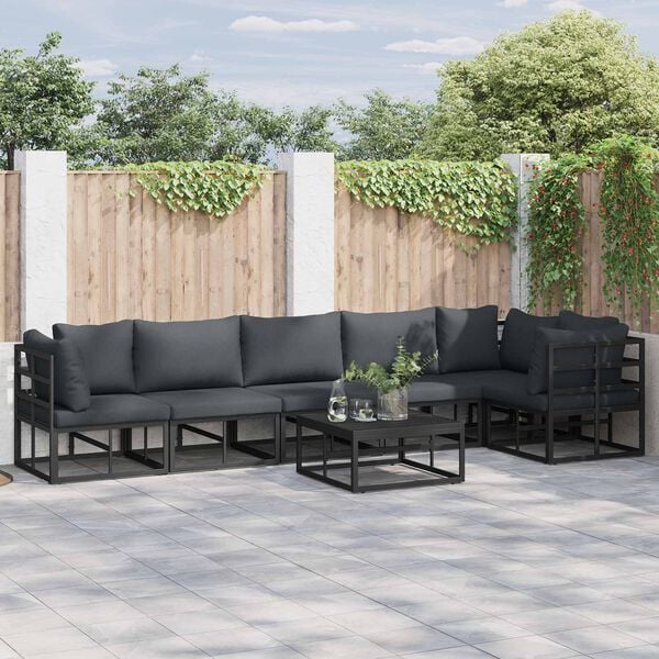 vidaXL Gartensofa-set mit Kissen 6 pcs Schwarz Aluminium