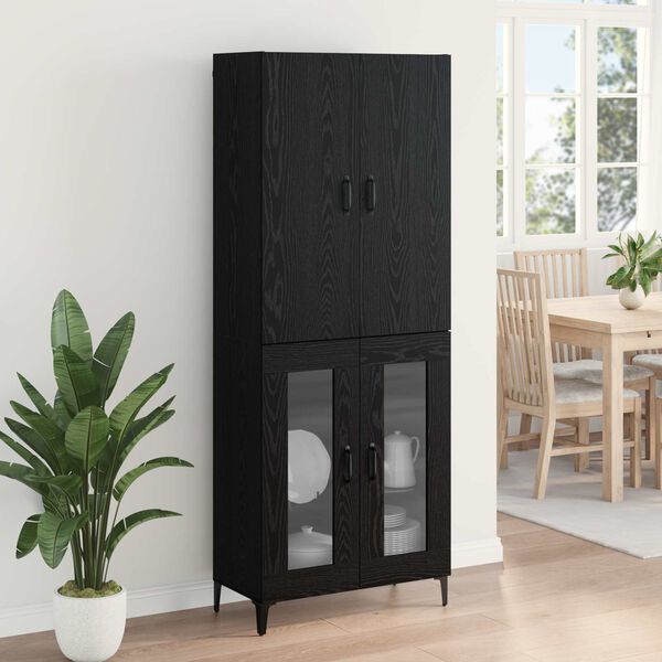 vidaXL Highboard Schwarz Eichen-Optik 69,5 x 34 x 180 cm Holzwerkstoff