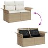 vidaXL Garten-Sofa-Set mit Kissen mit Speicher 4 pcs Beige Poly Rattan