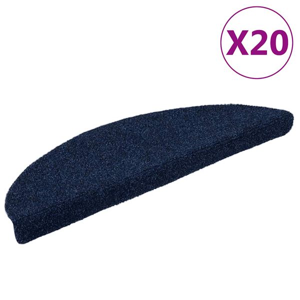 vidaXL Stufenmatten Selbstklebend 20 Stk. 56x17x3 cm Marineblau Halbrund
