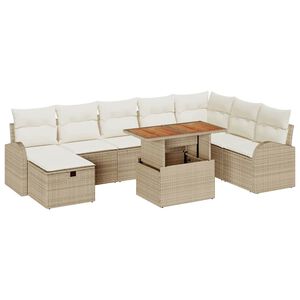 vidaXL Garten-Sofa-Set 9 pcs Beige Poly-Rattan