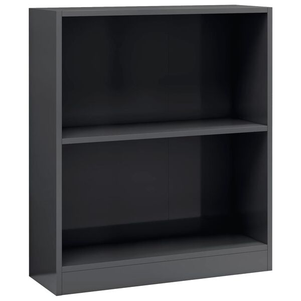 vidaXL B&uuml;cherregal Hochglanz-Grau 60x24x76 cm Holzwerkstoff