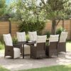 vidaXL Garten Essgruppe mit Kissen 7 pcs Braun Poly-Rattan