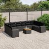 vidaXL 11-tlg. Garten-Sofagarnitur mit Kissen Schwarz Poly Rattan