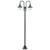 vidaXL Garten-Pollerleuchte E27 220 cm Aluminium 2-Laterne Dunkelgr&uuml;n