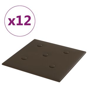 vidaXL Wandpaneele 12 Stk. Braun 30x30 cm Kunstleder 1,08 m²