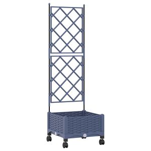 vidaXL Pflanzk&uuml;bel mit Spalier und R&auml;dern Grau 40 x 40 x 131,5 cm PP
