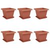 vidaXL Blument&ouml;pfe 6 stk. Ziegelrot Kunststoff