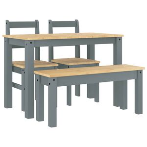 vidaXL 4-tlg. Essgruppe PANAMA Grau Massivholz Kiefer