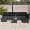 vidaXL Garten-Sofa-Set mit Kissen 9 pcs Schwarz Poly Rattan