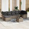 vidaXL Garten-Sofa-Set mit Kissen mit Speicher 8 pcs Grau Poly Rattan