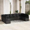 vidaXL Sofa Set mit Kissen 10 pcs Schwarz Poly-Rattan