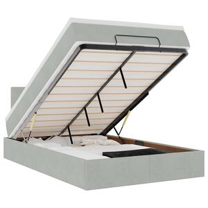 vidaXL Ottoman-Bett mit Matratze & LEDs Hellgrau 120x200 cm Samt