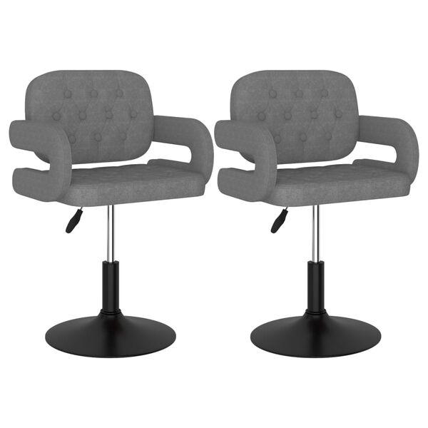 vidaXL Esszimmerst&uuml;hle 2 Stk. Drehbar Hellgrau Stoff