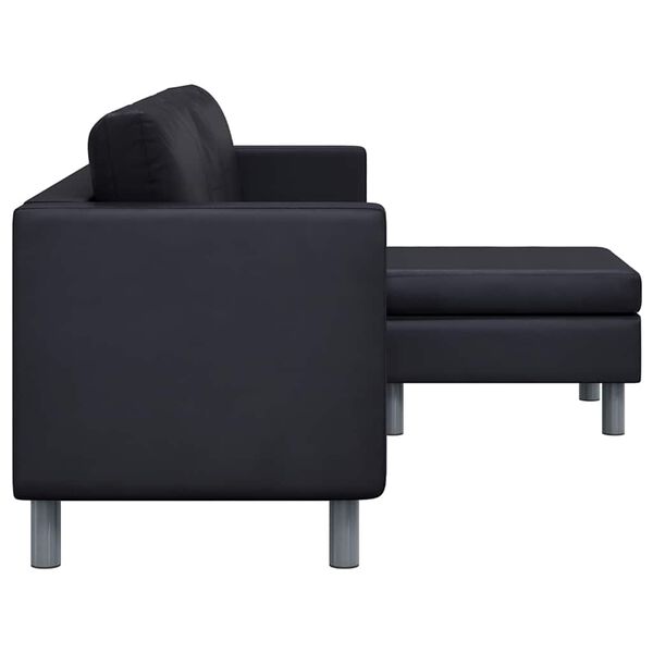 vidaXL L-förmiges Sofa 3-Sitzer Kunstleder Schwarz