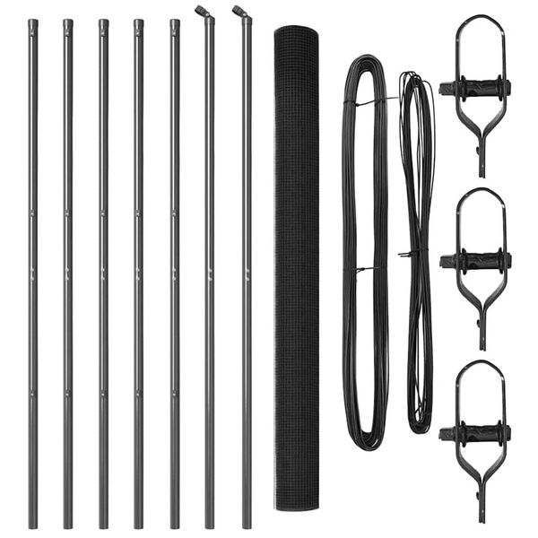 vidaXL Zaun mit Pfosten Grau 1,5 x 10 m Stahl