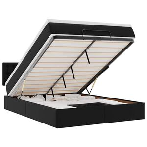 vidaXL Ottoman-Bett mit Matratzen & LEDs Schwarz 140x200 cm Kunstleder