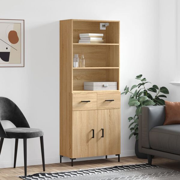 vidaXL Highboard Sonoma-Eiche 69,5x34x180 cm Holzwerkstoff