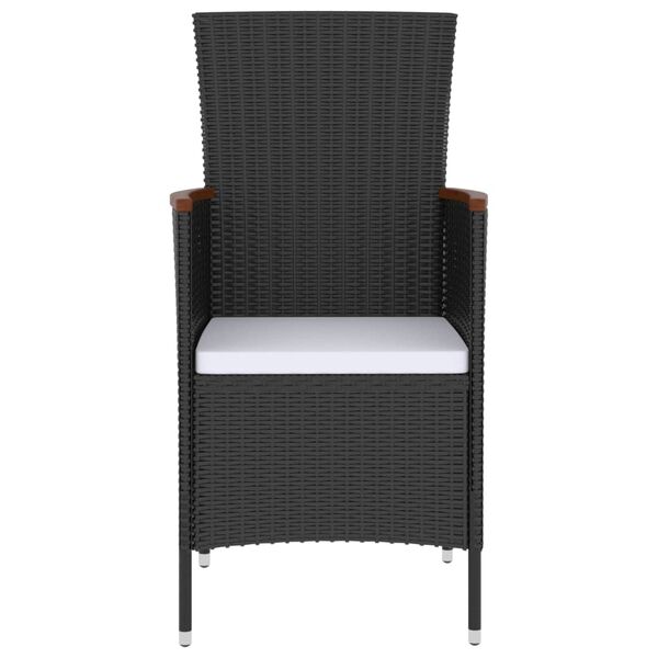 vidaXL 5-tlg. Garten-Essgruppe mit Auflagen Poly Rattan Schwarz