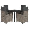 vidaXL 5-tlg. Garten-Essgruppe mit Kissen Grau Poly Rattan