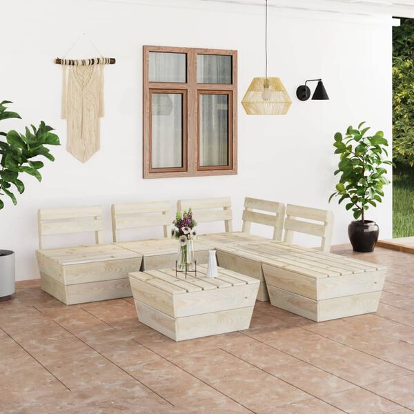 vidaXL 6-tlg. Garten-Paletten-Lounge-Set Imprägniertes Fichtenholz