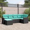 vidaXL 6-teiliges Gartensofa-Set mit Kissen, schwarzes Polyrattan