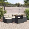 vidaXL Garten-Sofa-Set mit Speicher 7 pcs Schwarz Poly Rattan