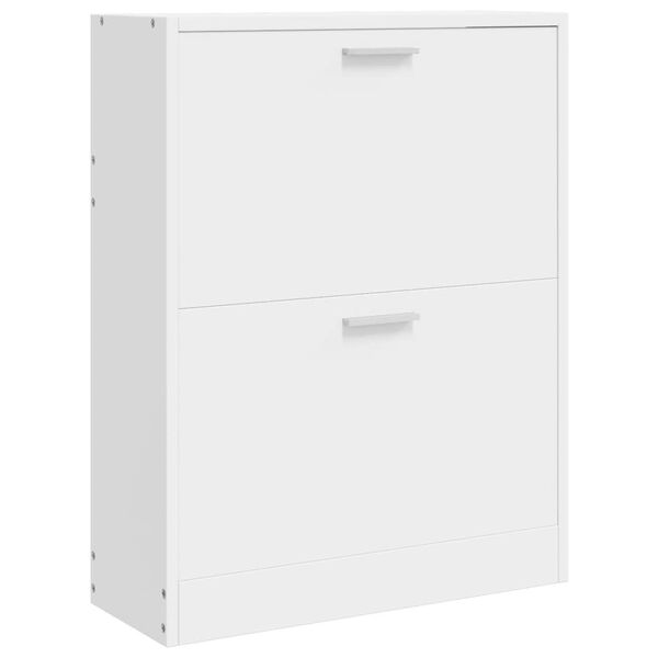 Wei&szlig;er Holz-Schuhschrank mit 2 Schuhkippern