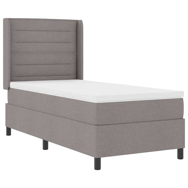 vidaXL LED Boxspringbett mit Matratze Taupe 90 x 190 cm Stoff