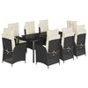 vidaXL 9-tlg. Garten-Essgruppe mit Kissen Schwarz Poly Rattan