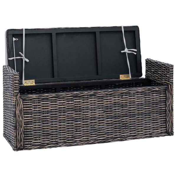 vidaXL Sitzbank mit Stauraum Schwarz gewaschen 110 x 40 x 50 cm Rattan