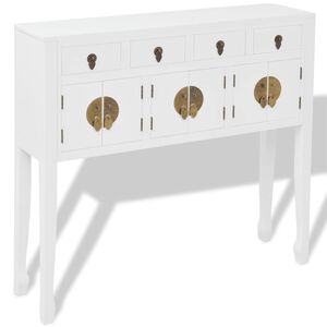 vidaXL Sideboard Chinesischer Stil Massivholz Wei&szlig;