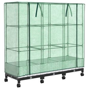 vidaXL Gartenplanter mit Gew&auml;chshausabdeckung und R&auml;dern 3 Stk. Wei&szlig;